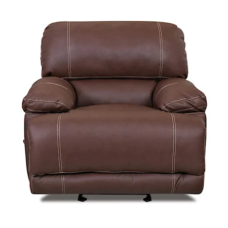 Casual Swivel Rocking Reclining Chair with Wide Pillow Top Arms